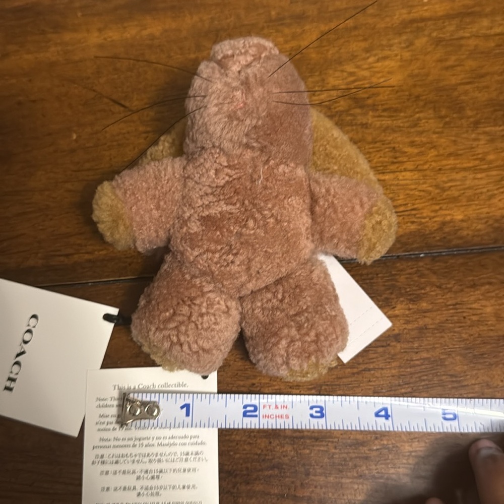 Coach Mini Plush Bunny Shoe Charm in Light Brown and Mustard - Picture 4 of 6